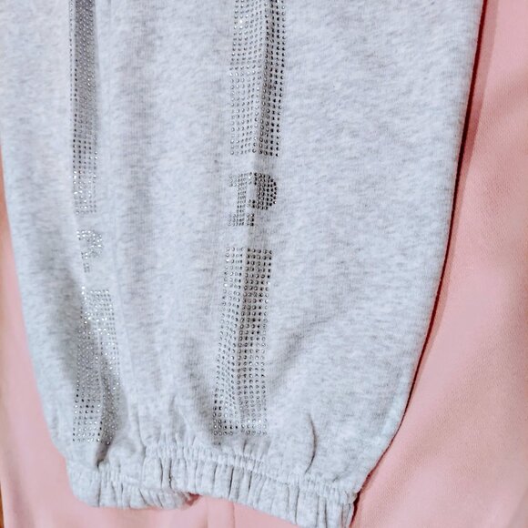 Victoria's Secret Pink Sweatpants XXL Grey with Sparkly Stripes - Picture 1 of 7